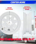 2 Pack 4.80-8 Trailer Tires With 8 Inch Rims 4 Lug On 4 Inch Bolt Pattern Center Bore 2.85 Inch wheel specifications diagram
