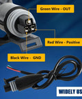 Close-up of 100 Psi Stainless Steel Pressure Transducer Sensor With Connector Harness showing wire connections for oil fuel water air