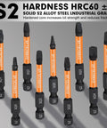 12 Pack Square Drive Bit Set In Premium S2 Alloy Steel Pro Grade With Magnetic Heads, Long 2.55 Inch Square Bits And Hex Shank