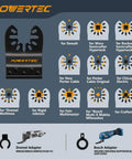 Heavy Duty Carbide Oscillating Tool Blades Three Piece Replacement Set With Dual Adapters for various multitool brands.