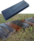 2 Pack Concrete Molds For DIY Garden Stepping Stones Wood Look Paving Molds Plastic Molds For Outdoor Paths Easy To Use Durable Concrete Casting Molds 59.5 By 19 By 4.5 Cm, shown installed on grass
