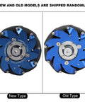 MUNEFE 4-inch mecanum wheel, blue aluminum with TheFirstTool branding and TPU rollers; two wheels side-by-side.