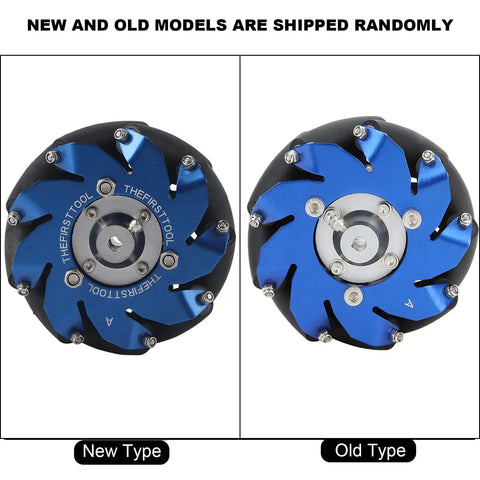 Comparison of new and old models of 4 Inch Mecanum Wheel Right Aluminum With TPU Rubber Rollers For Omni Directional Robot Mobility.
