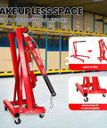 Heavy Duty Engine Hoist Leveler And Foldable Hydraulic Cherry Picker Crane Built Tough for Serious Garage Jobs, compact and easy to fold.
