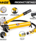 Beefy High Pressure Portable Manual Hydraulic Pump With Optional Gauge Lifts Cylinders And Jacks Anti Slip Handle Oil Hose Included