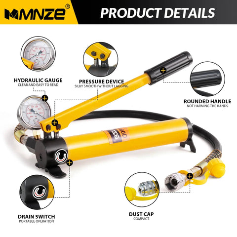 Beefy High Pressure Portable Manual Hydraulic Pump With Optional Gauge Lifts Cylinders And Jacks Anti Slip Handle Oil Hose Included