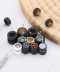 4 Pack 1/64 Wheel And Tire Set With Real Riders Rims And Axles For RC Diecast Cars Upgrade Your 1/64 Scale Models Bronze Finish Rims