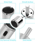 Close-up of 12 Piece Diamond Hole Saw Drill Bit Set For Ceramic Glass Tile Marble Granite Includes 4Mm To 30Mm Sizes.