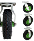 Heavy Duty 8 Inch Pneumatic Caster Wheels Set Of 4 With Rock Solid Swivel And Rigid Air Rubber Tires Shuffling 440 Pounds. Close-up view of a single pneumatic wheel with solid rubber tire.