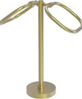Two-Ring Oval Guest Towel Holder in Satin Brass Finish With Heavy-Duty Solid Brass Base, dual rings on stand