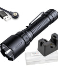 Beast Mode 3000 Lumens Police Duty Flashlight With Long Throw Beam Ultra Bright Dual Tail Switch Quick Access Strobe USB Charging Cradle