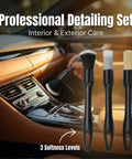 Detailing brushes on car dashboard from 8 Piece Car Detailing Kit With Boar Hair Brushes Ultra Soft Duster Microfiber Cloths