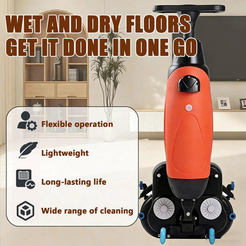 Heavy Duty Commercial Floor Sweeper Machine With Self Propelled 360 Degree Rotating Head For Industrial Workshops And Warehouses. Efficient Hand Push Scrubber Polisher Cleans Wet Dry Debris Stains On Various Hard Surface Flooring Types For A Spotless