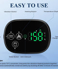 Close-up of control panel for Cordless Shoulder Heating Pad With Massager showing buttons for vibration, heating, timer, and temperature display.