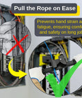 Manual Rope Puller Tool For Fish Tape And Wire Tug, heavy duty tool aiding cable pulling, ergonomic handle shown in use.