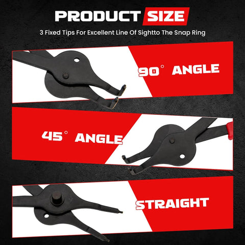 All Purpose Snap Ring Pliers Set For Automobiles, Lawn Mowers, And Farm Equipment with fixed angle tips for retaining rings