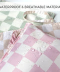 Waterproof Wet Dry Bags Set Of 2 For Swimwear And Baby Clothes Leakproof Reusable Pouches with water droplets on checkered fabric