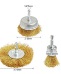 Six Piece Brass Wire Wheel Brush Set For Drill With One Quarter Inch Shank Crimped Cup Brush True Brass Wire 0.13mm