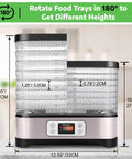 Heavy Duty Food Dehydrator With Eight Bpa Free Trays rotating to adjust height, showcasing transparent trays and digital controls.