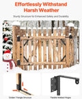 Anti Sag Gate Corner Brace Bracket Kit With Latch Lock for shed doors, corral and driveway gates, black iron on wood, winter scene