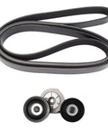 Heavy Duty Serpentine Drive Belt And Tensioner Assembly Replacement Kit, black belt and pulley set