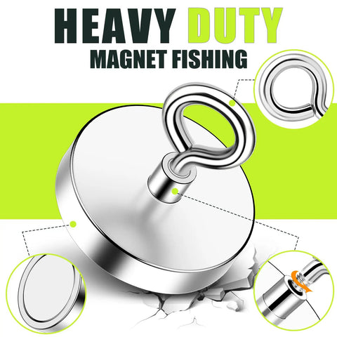 Powerful 700 Pound Neodymium Fishing Magnets With Eyebolt And Countersunk Hole For River Retrieval And Magnetic Fishing Heavy Duty Gear For Lure And Hook Recovery And Debris