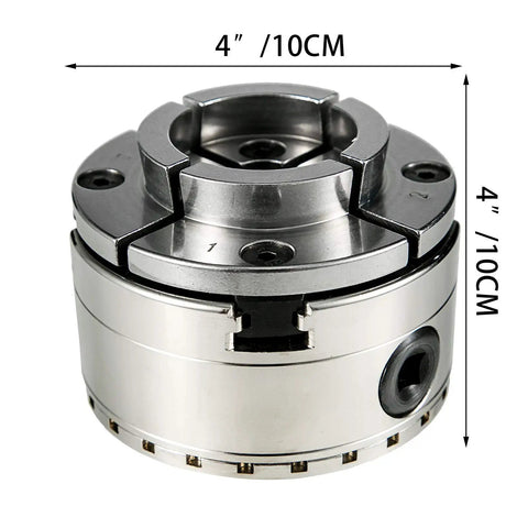 One Inch By Eight TPI Thread Wood Lathe Chuck Set Self Centering Four Inch Four Jaw Chuck With High Claw on white background