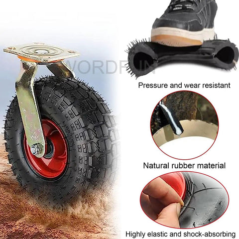 Built Different Heavy Duty Swivel Trolley Casters With Steel Plates And Flat Free Rubber Wheels 900 Lb Load Rating, pressure-resistant wheel.