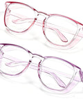 Badass Anti Fog Safety Glasses With Side Shields For Women And Girls Block Blue Light Dust And Pollen, pink and purple pair.