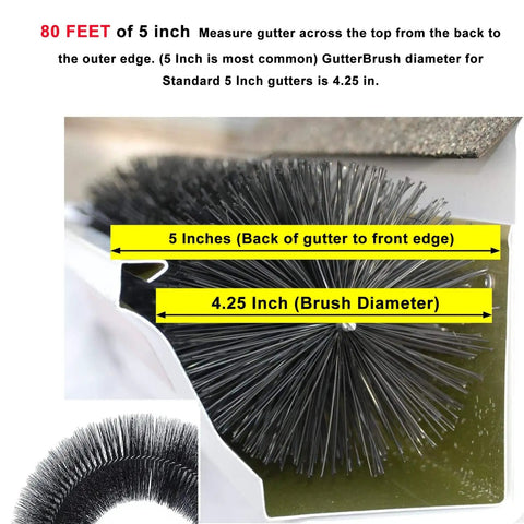 5 Inch Gutter Guard Brush Filter Pack With 80 Ft Total Length Fits Standard 5 Inch And K Style Gutters Leaf Debris Guard