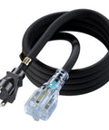 10-Foot NEMA 6-20P Extension Cord 20A 250V 12 AWG Heavy Duty With Red Indicator Light for Air Conditioners, black coiled cable