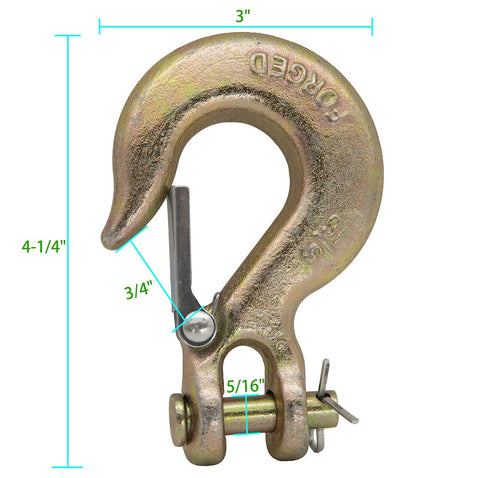 Five Sixteenth Inch Clevis Slip Hook With Safety Latch Built Tough For Trailers And Trucks G70 Chain Hook 18000 Lb Capacity