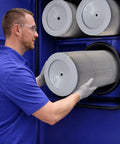 Technician installing Heavy Duty Dust Collector Filter Cartridge With Outer Mesh 12.6 Inch Opening And 23.62 Inch Height