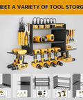 Power Tool Organizer Wall Mount With 3 Layer Design And Eight Drill Slots, Heavy Duty Tool Shelf Rack For Garage Storage
