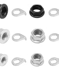 12 Piece Bike Wheel Axle Nuts and Safety Washers Kit for Front and Rear Wheels, M8 M9.5 M10 Sizes displayed on white background