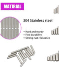 Dowel pin assortment, 225 pieces, stainless steel (M2, M3, M4), 304 SS
