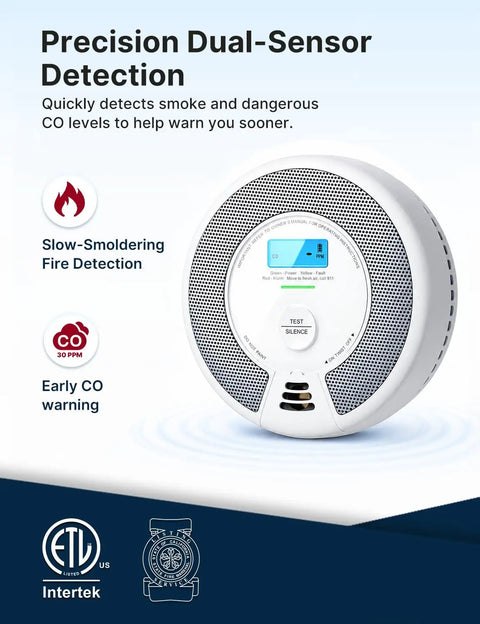 Real Deal Smoke Detector And Carbon Monoxide Combo Alarm 10 Pack With Ten Year Sealed Battery, dual-sensor detection feature, safety device.