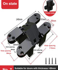 Two Pack Invisible Door Hinges Set For Kitchen Cabinets, 180 Degree Cross Hinges, Concealed Zinc Alloy Cabinet Hinges with dimensions