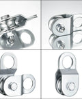 Dope Openable Cable Pulley Snatch Block 32mm Wheel For 6mm Wire Rope 110 Lb Load Single Bearing Aluminum Zinc Alloy Rigging Pulley For Winch Tow DIY Projects Built To Last, open views