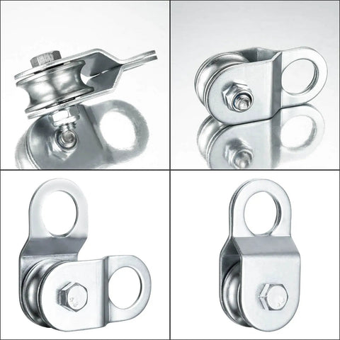 Dope Openable Cable Pulley Snatch Block 32mm Wheel For 6mm Wire Rope 110 Lb Load Single Bearing Aluminum Zinc Alloy Rigging Pulley For Winch Tow DIY Projects Built To Last, open views