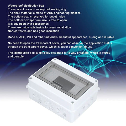 Outdoor 8 Way Circuit Breaker Enclosure With Transparent ABS Cover, IP65 Weatherproof Distribution Box in industrial setting