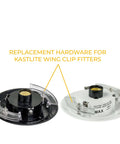 Outdoor Post Top Fitter Hardware Kit With Clear Wing Clamps Replacement Pack Includes 2 Clamps, 2 Springs, And 2 Screws