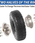 4.10/3.50-4 Inch Tire And Wheel Set, 10 Inch Pneumatic Wheel With two halves of rim, sealed bearings, bolts, and nuts