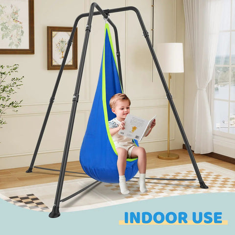 Heavy Duty Indoor Outdoor Swing Frame With Sensory Pod Swing And Hammock Chair Stand for adults in living room
