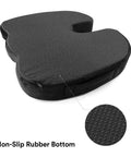Upgraded Memory Foam Seat Cushion For Sciatica And Back Pain Relief with non-slip rubber bottom and ergonomic design.