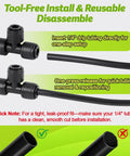 No Hassle Quick Connect Drip Irrigation Tee Fittings For 1/4 Inch Tubing, 32 Pieces Push To Fit Leak Free Drip Line T Connectors featured