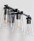 Vintage Industrial 3 Light Vanity Sconce In Black With Bubble Glass Shades, Durable Wrought Iron Wall Light For Bathroom
