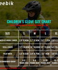 Size chart for Kids Dirt Bike Gloves Built Tough For Motocross BMX And ATV Full Finger Youth Riding Gear, ages 4-12.