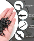 Hand holding 100 Pack Half Inch L Shaped Screw Hooks Right Angle Metal Hooks For Hanging Kitchen And Bedroom Organization Rust Proof Carbon Steel