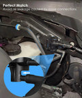 4x4 Vacuum Solenoid Valve And Auto Locking Hub Vacuum Line Check Valve Combo Kit installed in Ford F150 engine bay, close-up